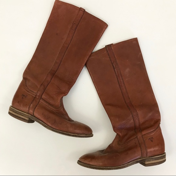 Frye Shoes - Frye 7 Riding Boots Brown Cognac Leather Knee High